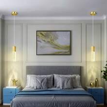 YQYYFC Modern Crystal Pendant Lights - Dimmable LED 4500K Gold Hanging Light Fixture For Kitchen Island & Bedroom, Mini Bubble Design - 金色 - 查看 3