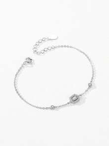 1pc 925 Sterling Silver Geometric Design Chain Bracelets For Women Simple Design Fine Jewelry