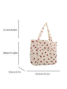 1 pezzo Borsa a tracolla in tessuto con stampa minimalista, con cerniera, adatta per uso quotidiano e casual, grande capacità, borsa per donne, scuola, adolescenti e studenti universitari, portatile