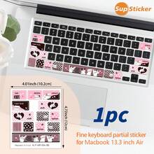 SUPSTICKER 1 pieza Pegatina para teclado, 4.01*4.72 pulgadas, diseño de cielo estrellado y gato de dibujos animados, adecuado para teclado de 13.3" Air, material de vinilo autoadhesivo, fácil de aplicar y retirar, protege el teclado del portátil de arañazos - Multicolor - Ver 15