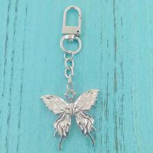 1pc Y2K Butterfly Keychain, Creative Vertical Stripe Butterfly Couple/Best Friend Gift, Bag Charm - Silver - View 4