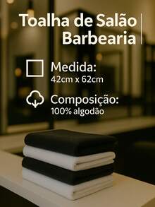 Kit 10 Toalhas de Rosto Salão de Beleza - Preto e Branco - Visão 2