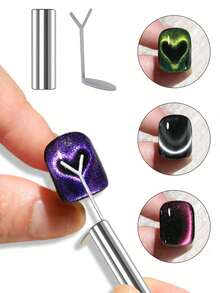 4 件套心形猫眼磁铁套装 - 适用于凝胶指甲油的磁性指甲棒，带有爱心图案的 Y 形猫眼指甲磁铁套装，专业美甲工具和配件，DIY 美甲用品，美甲造型工具，美甲配件，美甲装饰，朋友礼物，女性礼物，返校季