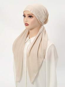 1件装女士亚麻弹力头巾帽，融合传统与现代风格，百搭时尚，适合日常通勤、文化活动、旅行、休闲聚会、宗教场合等。 - 燙鑽款 - 查看 10