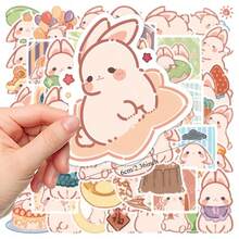 50 Rabbit Cheese Stickers Laptop Ledger Phone Case Decoration Waterproof DIY Stickers, Halloween, Back To School Label Processing Stickers