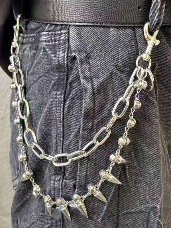 قلادة/سلسلة خصر معدنية بشكل رصاصة بطراز بانك بسيط وعصري، مناسبة للرجال للاستخدام اليومي والإكسسوارات، هدية