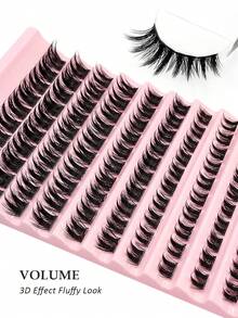 Asiteo 100片D型卷翘动漫风细长假睫毛，8-16毫米混合长度，蓬松纤长单根睫毛，适合家用睫毛嫁接