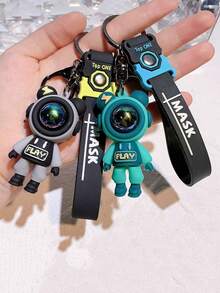 1pc Cartoon Lightning Bear Keychain Backpack Charm, Key Holder, Suitable As Small Gift For Christmas Holiday Party - Multicolor - View 7