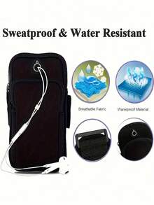 Water-Resistant Running Armband With Phone Holder & Earphone Jack, Lightweight Sports Arm Pouch With Adjustable Strap For Jogging, Gym, Cycling, Hiking, Camping, Travel, Outdoor Workout, Daily Commute, Summer Fitness, Holiday Essentials, Gift For Men & Women