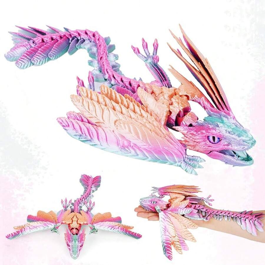 3D Printed With Wings,3D Printed Animals,3D Printed Flexible,Fidget Toys,Full Articulated (Red Yellow And Blue), Small, 1231396Halloween New Year 2026 - Mini - 查看 1