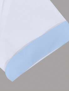 cimmuovere Damen Kontrast V-Ausschnitt Kurzarm Taschen Lässig Pflege Uniform Frostoptik Oberteil