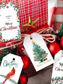 100 buc etichete cadou de Crăciun DIY, decorațiuni pentru bradul de Crăciun, etichete din hârtie kraft cu frânghie agățată, potrivite pentru Crăciun, sărbători de Anul Nou, petreceri de sărbători etc.