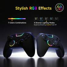 EasySMX X05 Pro Wireless Game Controller, PC Controller, Silent Buttons/Dual-Stage Triggers/8-Way D-Pad/Soft Rubber Grip/Hall Effect Joystick/RGB Lighting/Programmable Buttons/1000mAh Large Battery/Multi-Mode Connection Switch. Compatible With PC/Switch/Mobile/Steam/TV, Dual Vibration Motors, Pulse Triggers. - Black - View 10