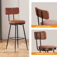 Serie - Juego de 4 taburetes de bar, silla de cocina, asiento acolchado, poliuretano, estilo moderno, 65 cm de alto, estructura de metal, apto para cocinas y mostradores de bar (negro, gris, marrón)