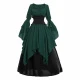Green Double-layered Belted Dress
