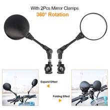 Espejo retrovisor de motocicleta - Diseño ajustable y plegable de 360°, Espejo redondo retrovisor lateral de para motocicletas, Espejos de bicicleta