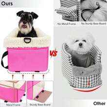 Dog Car Seat For Small Dogs, Center Console Dog Car Seat With Metal Frame &Amp; Double Protection Seat Belts, Pet Booster Seat With Safety Leash And Storage Pocket For Pets Dogs Cats, Grey - ColorE - 查看 2