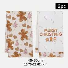 MEMNUN 2 Stücke Weihnachts-Lebkuchenmann & Weihnachtsbaum Weihnachtsmann Herz Fröhliche Weihnachten bedruckte Küchentücher, Geschirrtücher, Handtücher, Geschirrtücher, 15,75*23,62 Zoll (40*60 cm) super weich und saugfähig Mikrofaser moderne Reinigungstücher, Weihnachtsdekoration, Heimdekoration, Küchendekoration, Backen Geschirrtücher, Geschirrtücher, Küchenhelfer, maschinenwaschbar, geeignet für Restaurant, Küche, Weihnachtsferien Dekoration und Geschenke, ganzjährig