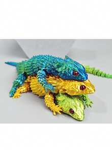 تمثال سحلية ثلاثي الأبعاد واقعي مطبوع، اكسسوار ديكور منزلي إبداعي مع مفاصل متحركة قطعة واحدة