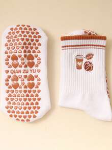 TIESOME Women's Pilates Grip Socks - Non-Slip, Ruffled Embroidery Design, Cotton Blend, For Barre & Yoga