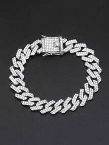 1 件男士时尚欧美风格网球链闪亮方晶锆石手链，适合约会、婚礼、日常佩戴 - 彩色 - 查看 7