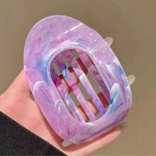 1pc Flat Round Hair Clip, Suitable For Bun Hairstyle, Hair Claw Design, Elegant Hair Accessory For Women, Floral Pattern, Random Design, Claw Clips, Hair Claws, Clips For Hair, Hair Slide, Hair Barrettes