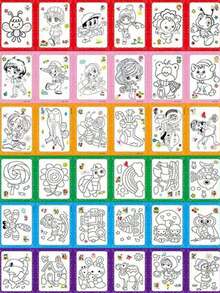 20 件/10 件/5 件/1 件绘画套装，含迷你水彩颜料和画笔，学龄前水彩画着色早教绘画套装，素描本，水彩画，教育涂鸦美术用品，教育美术用品，教育，绘画套装，儿童绘画小礼物，玩具，情人节工艺品，随机风格派对礼物 - 彩色 - 查看 9