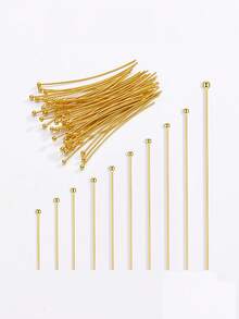 18-50mm 100 peças Alfinetes de Cabeça Redonda de Aço Inoxidável, Cor Revestida a Vácuo, Adequado para Brincos, Colares, Pulseiras, DIY de Joias, Contas, Pingentes