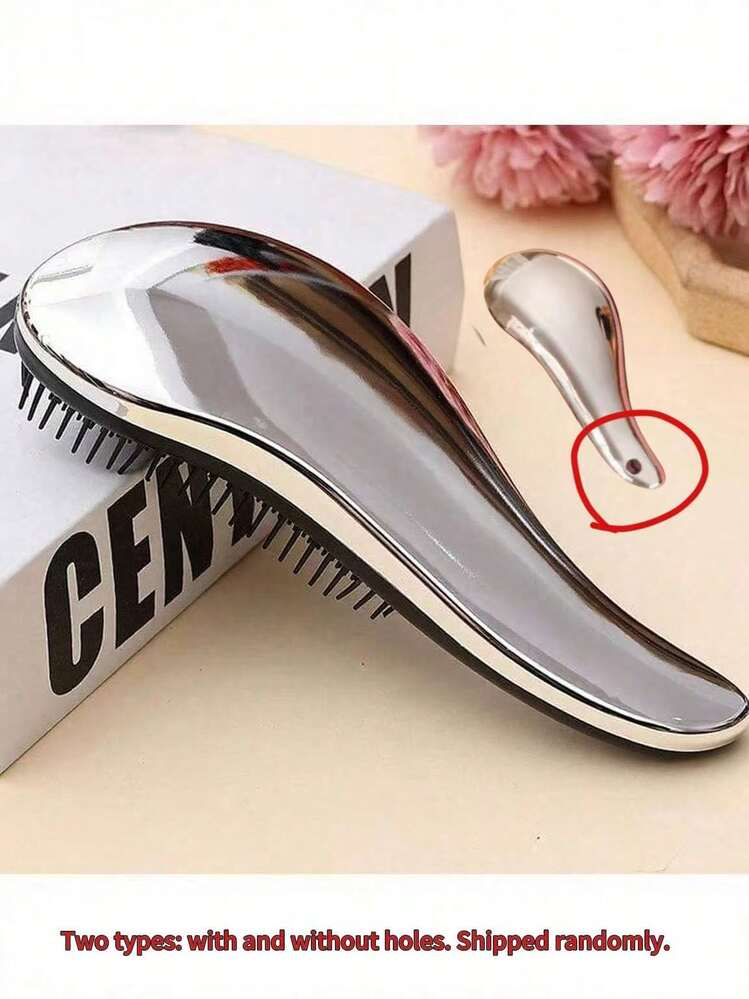 1 件女士梳子头皮按摩发刷，家用便携式卷发造型工具，美发套装，美发工具套装，居家美容女性配饰礼品 - 銀色 - 查看 3