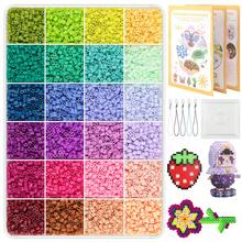 10,000 件保险丝珠套件，24 色盒装，各种图案参考说明，钥匙扣环，方形钉板，生日、毕业典礼、情人节、万圣节派对礼物，2.6 毫米多色保险丝珠补充包