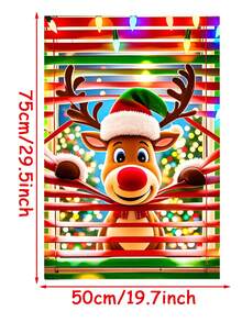1pc Christmas Window Decoration, Reindeer Santa Snowman Pattern Background Cloth, Indoor/Outdoor Decor, Suitable For Christmas Theme Party Hanging Decor, No Power Needed, Winter Home Decor, Christmas Decoration, Not Sticker - Multicolor - View 13