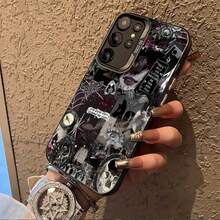 Funda de collage gótico oscuro para  Galaxy S25ULTRA, S24PLUS, S23FE, S21PRO, S22, S20+, A03S, A05S, A14, A31, A53, A34, A10, A04E, M04, A33, A35, A55, A72, A71, A70, A22, A16, A06, A20S, A54, funda especial para teléfono , anti-suciedad, moda, moderna, colorida, plateada imd - Colores mixtos - Ver 4