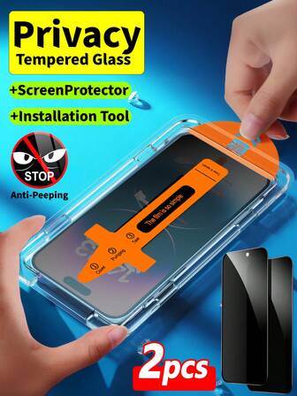 ZYONS 2pcs Privacy Tempered Glass Screen Protector For IPhone 17 Pro Max/17 Air/17/15 Pro Max/16 Pro Max/16/16e/15/14/13/13 Pro/12/11, Anti-Spy, Anti-Peeping, Easy Installation Automatic Dust Removal Kit, One-Click Application, Anti-Scratch, Glossy Surface, Keep Secret , Dust-Free, Protector De Phone, For Phone, Halloween Gift For Birthday, Family, Friends Phone Screen Protector, Phone Accessories