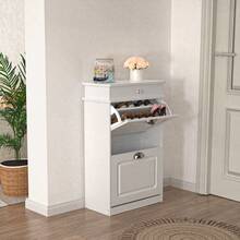 2-Tier Shoe Cabinet With 1 Drawer, Shoe Storage Cabinet, Shoe Chest, 53 * 22 * 85 Cm - 白色 - 查看 6
