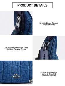 Coach Women's Clutch Handbag Purse Quilted Canvas Crossbody Bag For Women Small Top Handle Satchel Bag Ladies' Casual Clutch Purse With Detachable Chain Strap,CAK89 SVDE - Navy Blue - View 5