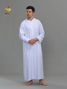 Áo choàng cầu nguyện nam Disqoir chất liệu mềm mại, không xù lông, kiểu dáng Ma-rốc, tay dài, cổ tròn, thêu họa tiết tinh tế, áo choàng cầu nguyện nam Ả Rập thanh lịch - Áo choàng cầu nguyện tay dài mềm mại, có thể giặt máy, phù hợp cho mọi mùa và các dịp lễ tôn giáo | Thiết kế cổ tròn | Chất liệu mịn | Áo choàng nam Ả Rập truyền thống, kiểu dáng Ma-rốc. - trắng - Xem 9