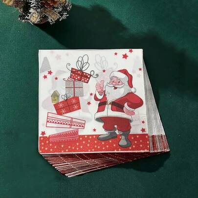 20 Rolls Of Christmas Tissues - Designed By Santa Claus, An Ideal Choice For Halloween, Christmas Parties And Table Decorations