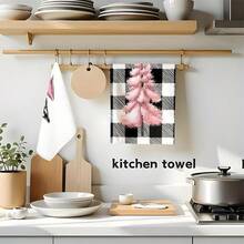 1 pièce/2 pièces/100 pièces Serviettes de cuisine et lavettes imprimées avec motif d'arbre de Noël, convenant à la décoration intérieure des restaurants, cuisines, salles de bain, décoration de fête, cadeaux de Noël