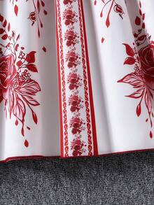 Tween Girls' Rose Embroidered Casual Dress, Autumn