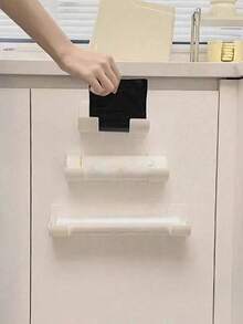 2/4pcs Adhesive Plastic Bag Holder And Wrap Dispenser Set, Wall-Mounted Kitchen Organizer For Cling Film And Trash Bags, Multipurpose No-Drill Cabinet And Refrigerator Side Storage Solution, Space-Saving For Plastic Bags, Wrap, And Roll Paper, Versatile Organizer For Kitchen & Bathroom, No-Drill Plastic Wrap And Garbage Bag Holder, For Birthday, Housewarming, Christmas