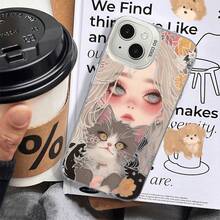 かわいい女の子の絵柄が可愛いシルバーのスマホケースは17/16/15/14/12 Pro 16 Plus、サムスンS 22/S 23/S 24/S 25 Ultra/S 25のスマホ保護カバー、男女適用、簡単転倒防止 - 銀 - チェックする 3