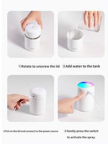 1 件简约便携式 USB 加湿器 300ml 带彩色 LED 灯两用柔光夜灯，卧室保湿装置，安静空气净化器，放松和助眠，适用于汽车、家庭、办公室，很棒的礼物 - 炫彩 - 查看 10