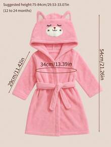 Personalized Baby Gift | Customizable Name Animal Hooded Bathrobe | Comfortable Infant Bathrobe, Suitable For Newborns, Baby Showers And Christmas (12-24 Months), Plush Terry - Pale Pink Kitten - View 2