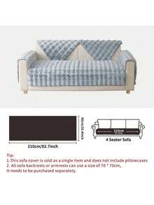 1pc Faux Rabbit Fur Sofa Cover, Warm & Thick Plush Pet Friendly Anti-Slip Sofa Protector For Bedroom, Office, Living Room, Home Decor