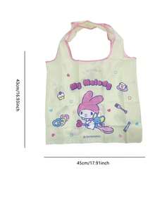 Foldable Family Shopping Bag, cute cartoon designs (, , ), reusable option, portable for daily shopping, stylish for teens, kawaii lovers, durable polyester fabric, tear-resistant matlean, ea to clean - 黃色 - 查看 3