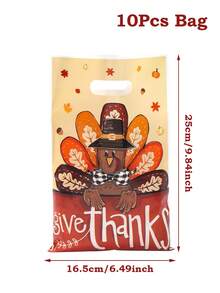 50pcs Thanksgiving Gift Bags Handbag, Autumn Harvest Turkey Plastic Bags, Gift Packaging Bags, Happy Thanksgiving Decorations, Thanksgiving Party Supplies, Harvest Festival Party Gift Wrapping Supplies, Thanksgiving Family Gathering Gift Decorations, Fall Outdoor Decorations, Kitchen Packaging Supplies, Fall Party Small Gift Bags, Party Favors