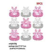 9 件雪花蜂窝桌面装饰雪花冰雪奇缘桌面装饰桌面装饰冰雪奇缘冬季仙境派对装饰冬季派对中心装饰雪花主题圣诞节生日派对用品 - 彩色 - 查看 8