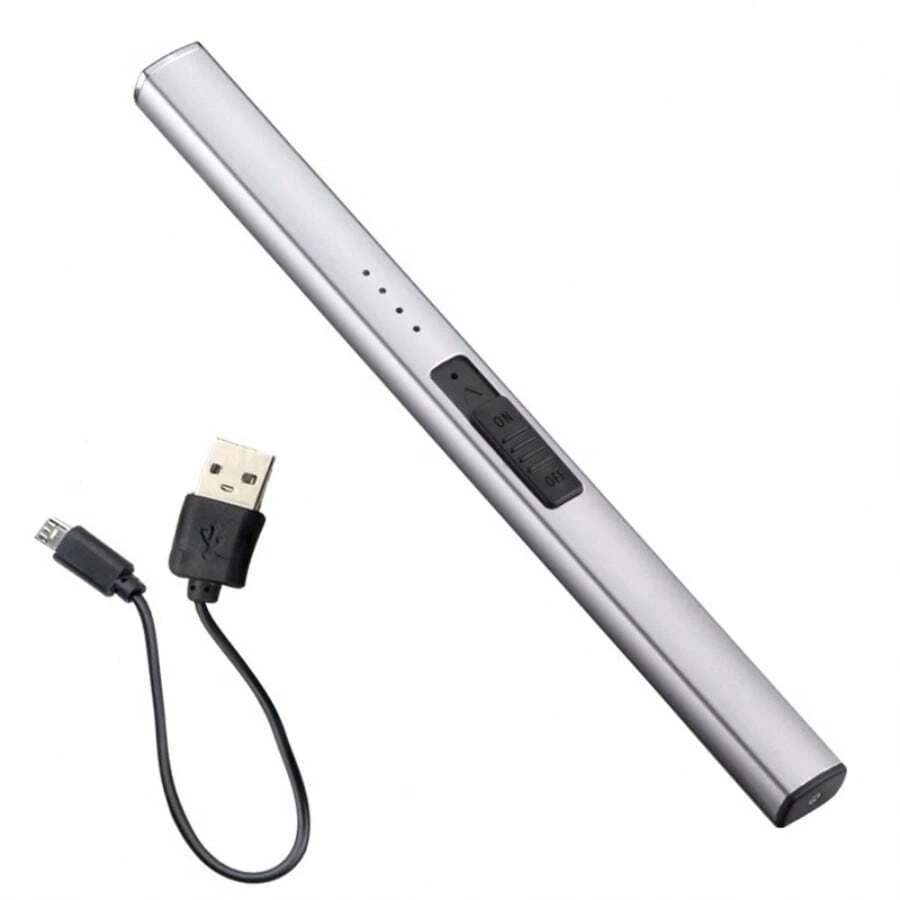 Electric Arc Windproof Lighter Flameless USB Rechargeable Lighter With For Candle BBQ Camping - Bạc - Xem 1