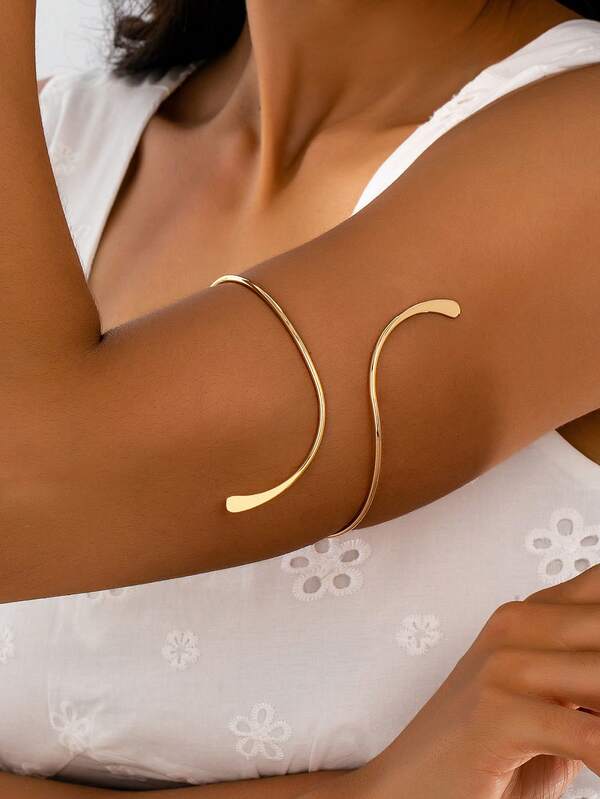 1pc Minimalist Metal Line Decor Bracelet, Suitable For Daily Wear