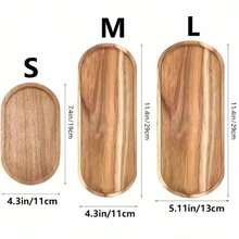 1/2/3 件椭圆形木制拼盘，适用于食物派对装饰、小碗、长烘焙食物盘、木制餐盘、家居装饰、奶酪盘、蛋糕甜点盘、小吃开胃菜盘、圣诞礼物